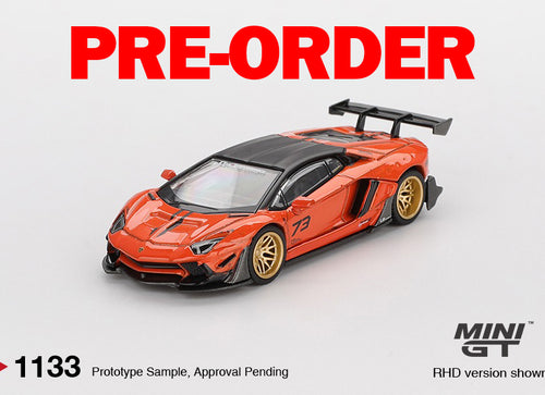 Load image into Gallery viewer, (Pre-order) Mini GT #1033 LB WORKS Lamborghini Aventador Limited Edition Orange
