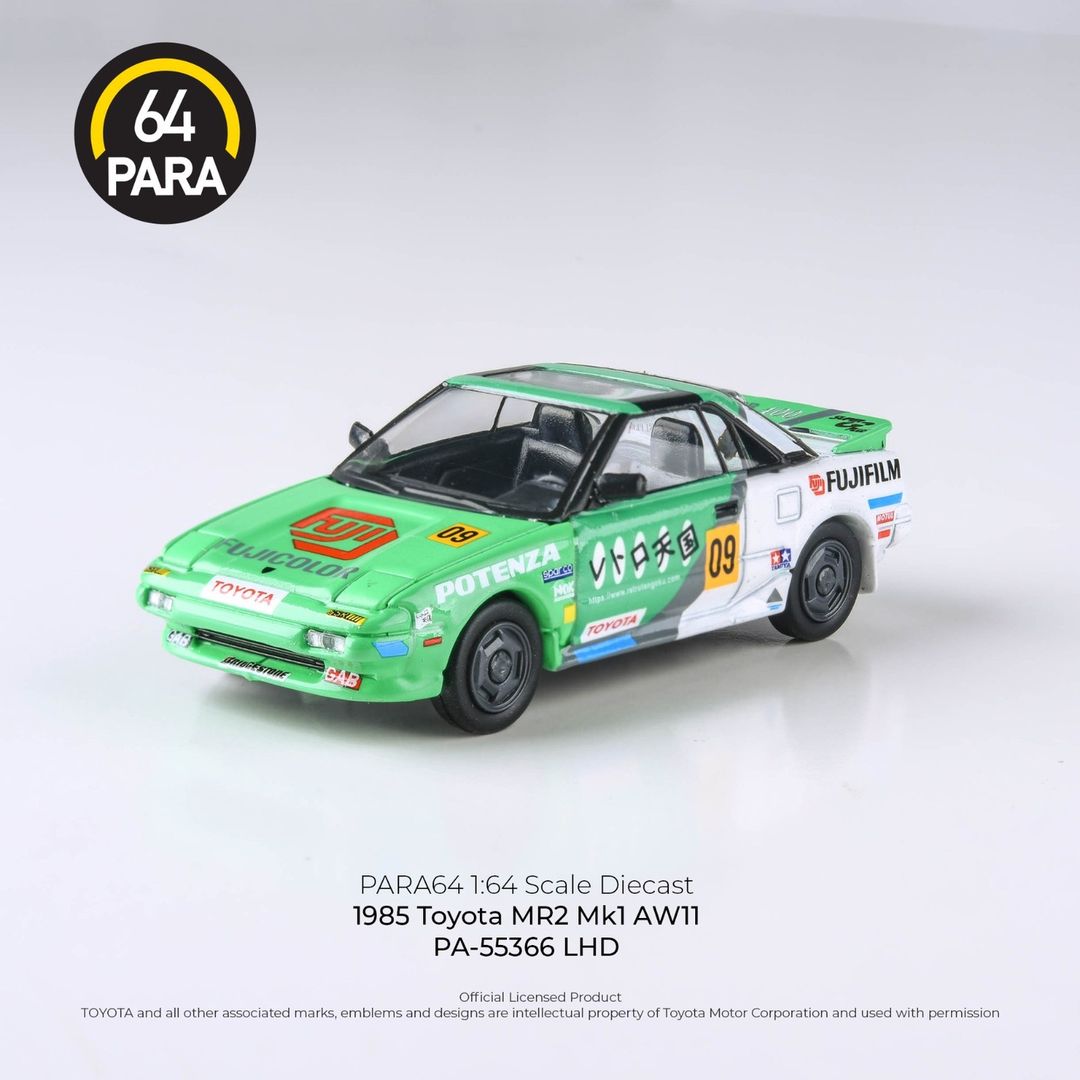 PARA64 1/64 1985 Toyota MR2 MK1 AW11 Fujifilm LHD Diecast Model Car