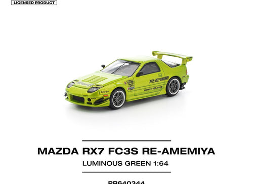 Load image into Gallery viewer, (Pre-order) POPRACE 1/64 MAZDA RX7 FC3S RE-AMEMIYA LUMINOUS GREEN Diecast Car
