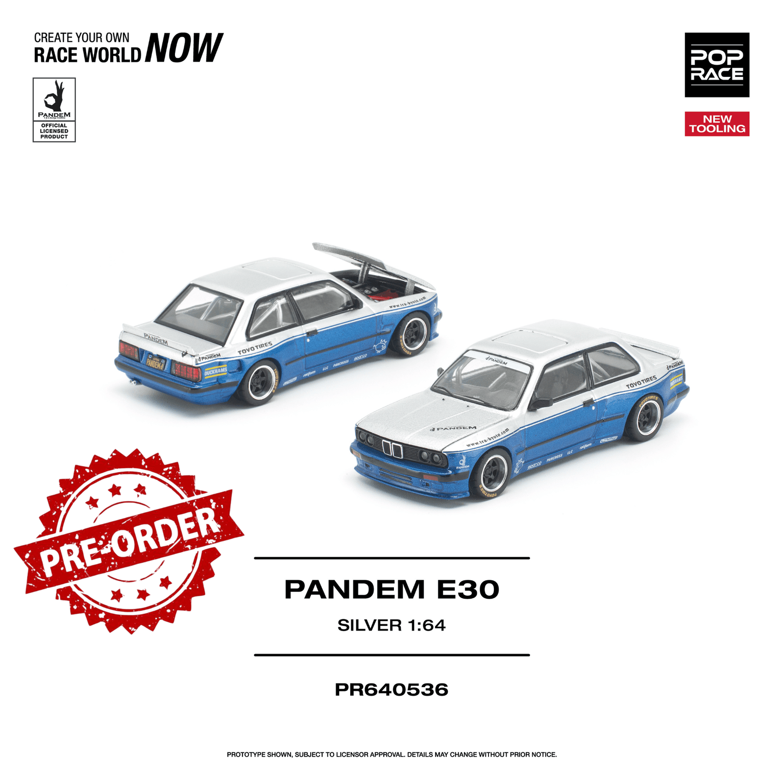 (Pre-order) POPRACE 1/64 - PANDEM E30 Diecast Model Car