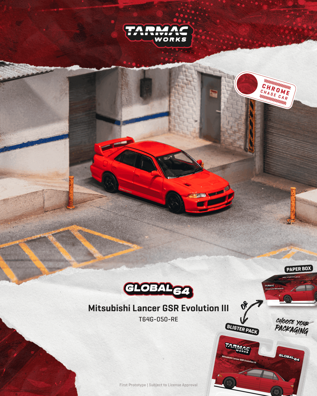 (Pre-order) Tarmac Works 1/64 Mitsubishi Lancer GSR Evolution III Red