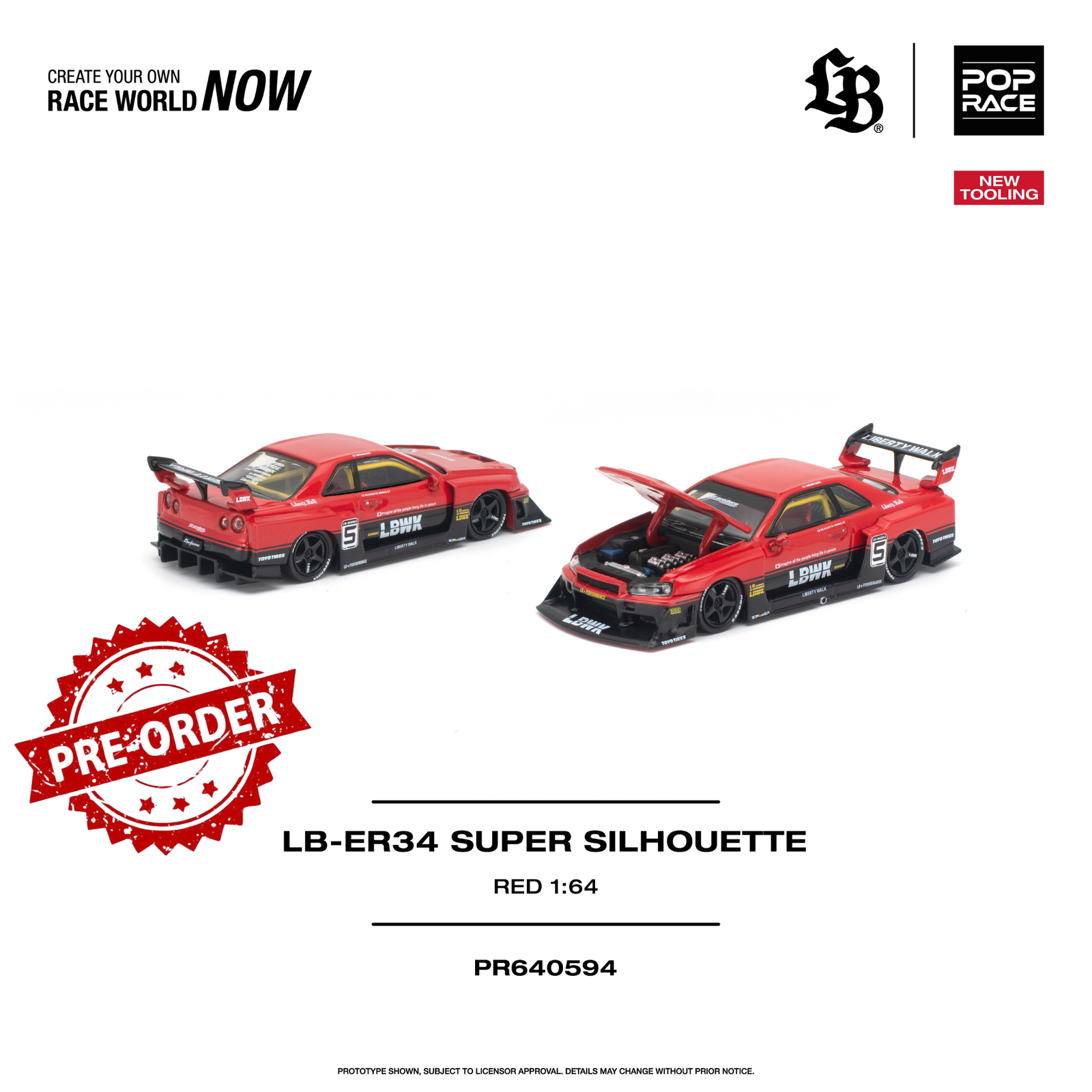 (Pre-order) POP RACE LB-ER34 Super Silhoutte Red Opening Front Model #PR640594