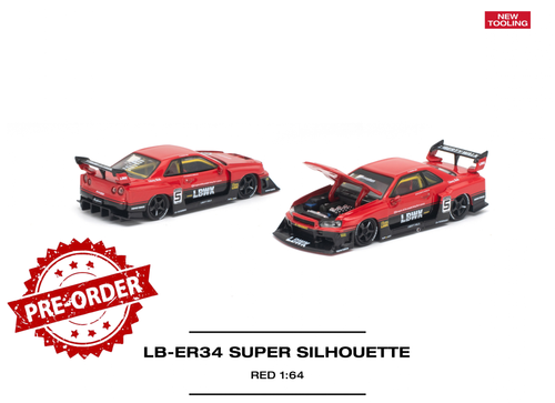 Load image into Gallery viewer, (Pre-order) POP RACE LB-ER34 Super Silhoutte Red Opening Front Model #PR640594
