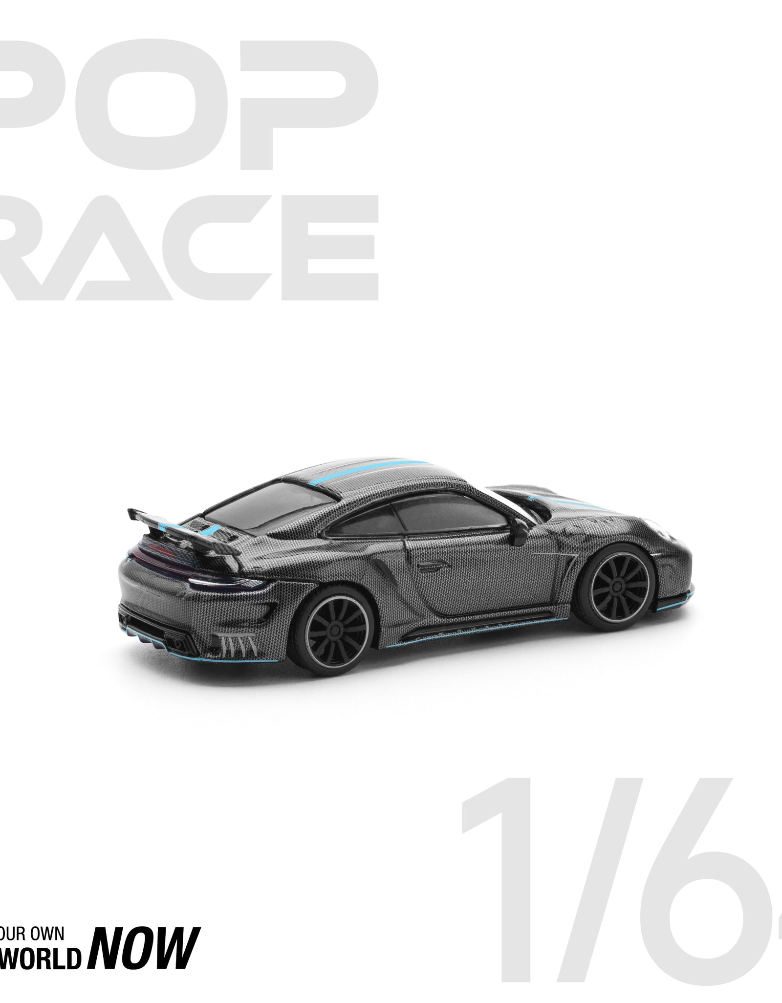 POPRACE 1/64 992 STINGER GTR CARBON EDITION (BLUE LINE) model car