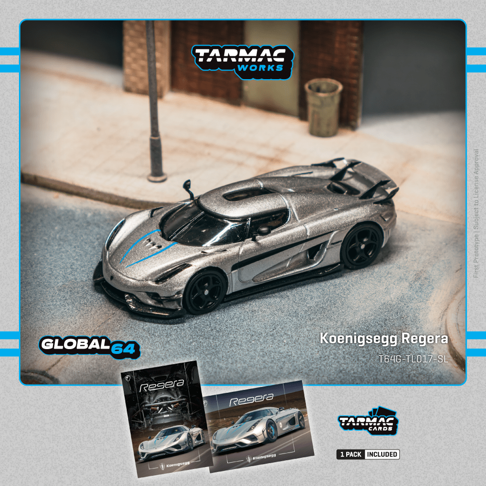 Tarmac Works 1:64 Koenigsegg Regera  Silver Metallic Blue Accents