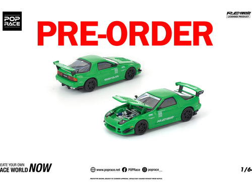 Load image into Gallery viewer, (Pre-order) POPRACE 1/64 MAZDA RX7 (FC3S) RE-AMEMIYA GREEN Model Car #PR640339
