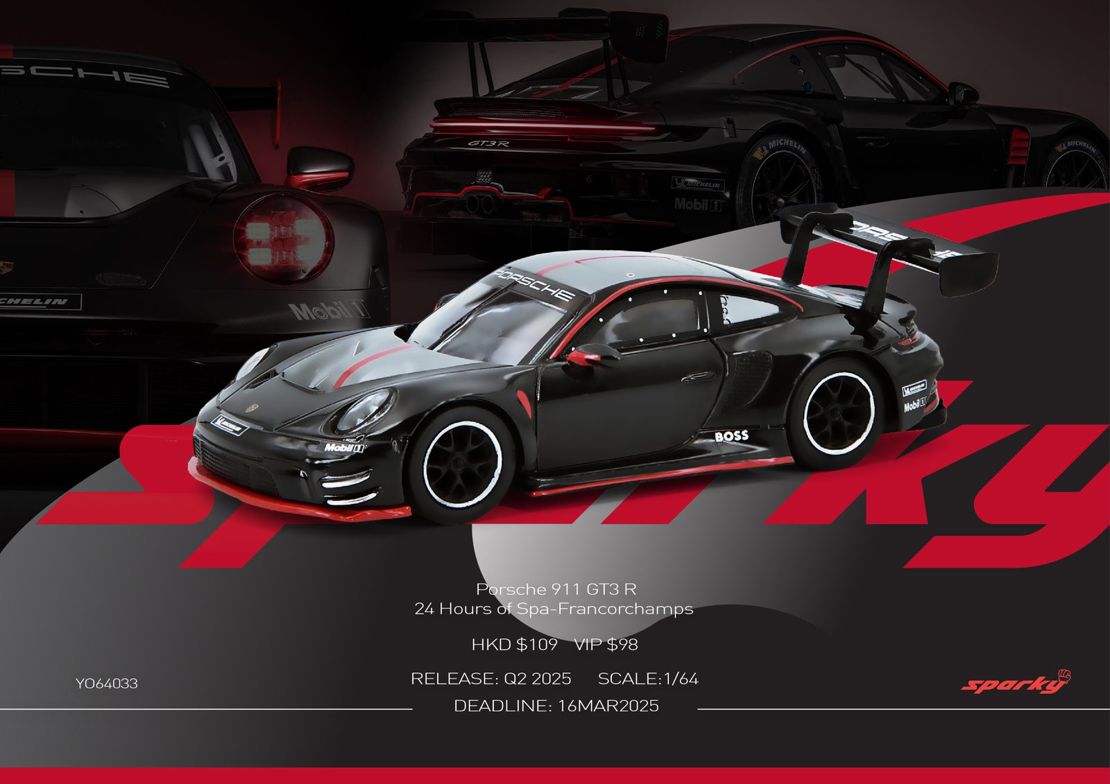 Sparky X Tiny 1/64 Porsche 911 GT3 R 24 Hours of Spa-Francorchamps