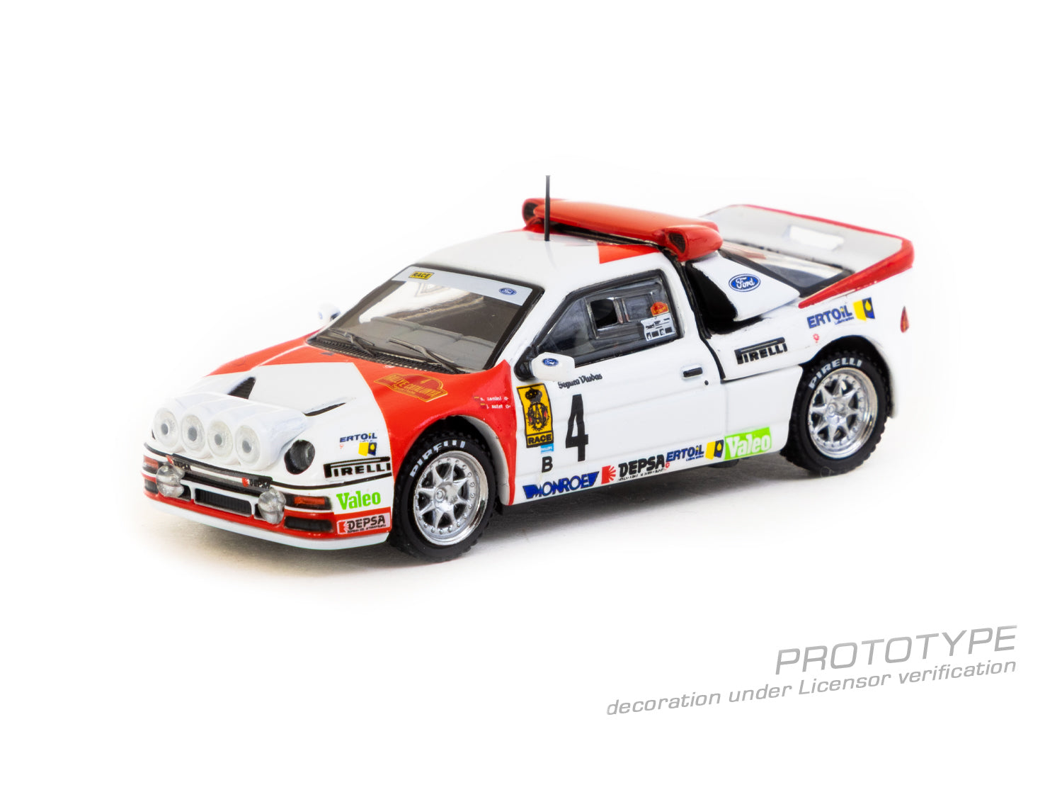 Tarmac Works 1/64 Ford RS200 Rallye Catalunya 1986 Diecast Model Car