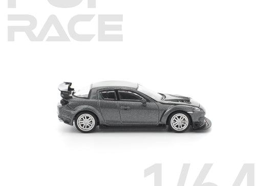 Load image into Gallery viewer, (Pre-order) POPRACE 1/64 MAZDA RX-8 RE-AMEMIYA GUN METAL Diecast Model Car
