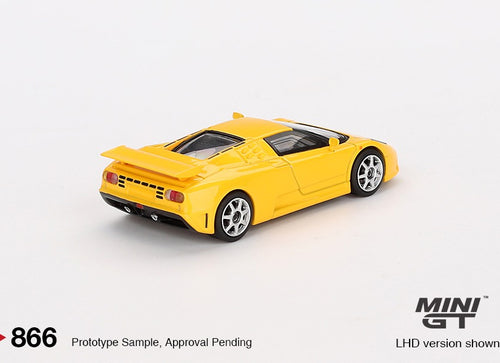 Load image into Gallery viewer, Mini GT #866 1/64 Bugatti EB110 Super Sport Giallo Bugatti Model Car
