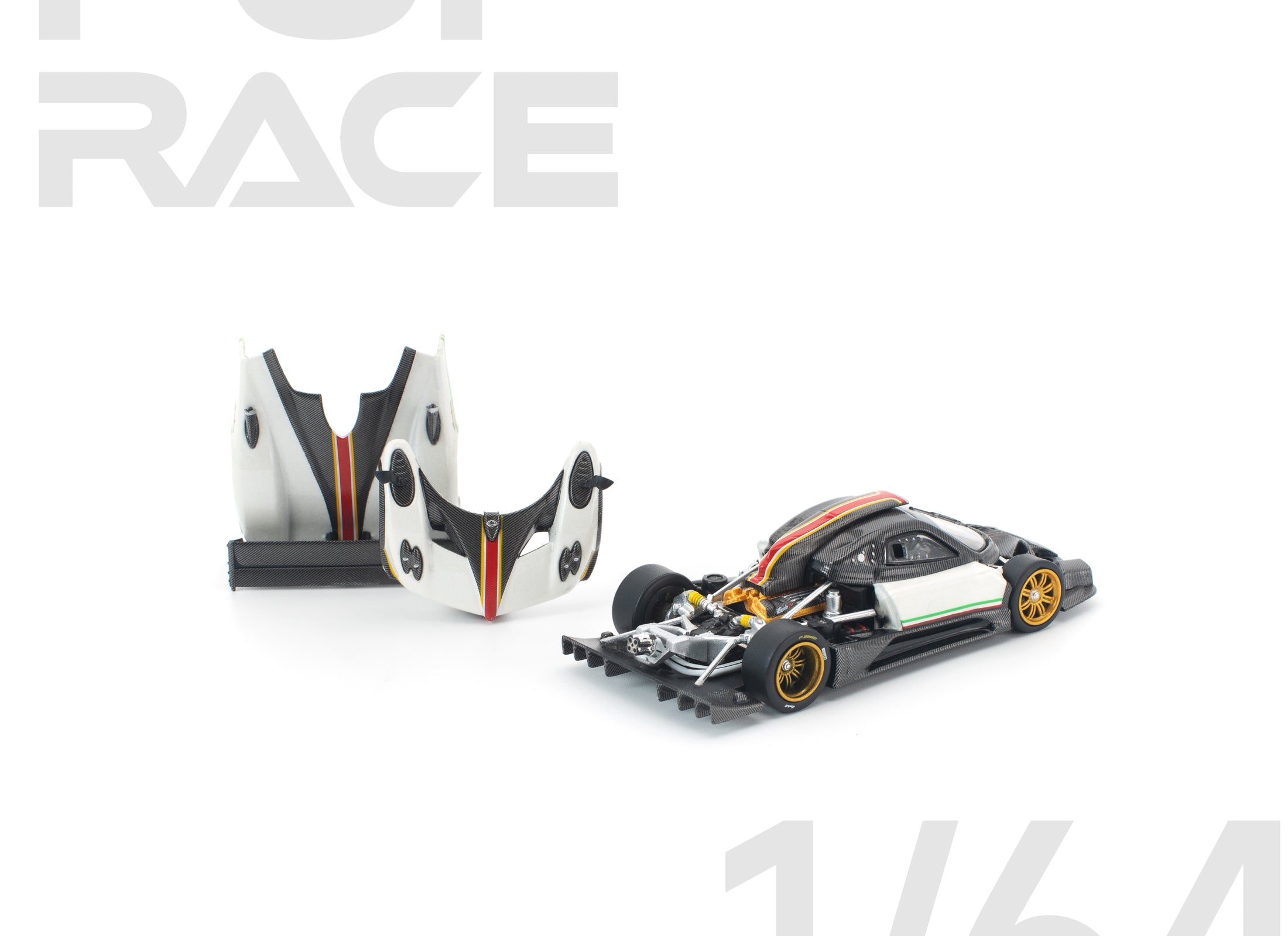 (Pre-order) POP RACE 1/64 PAGANI ZONDA R WHITE Diecast Model Car