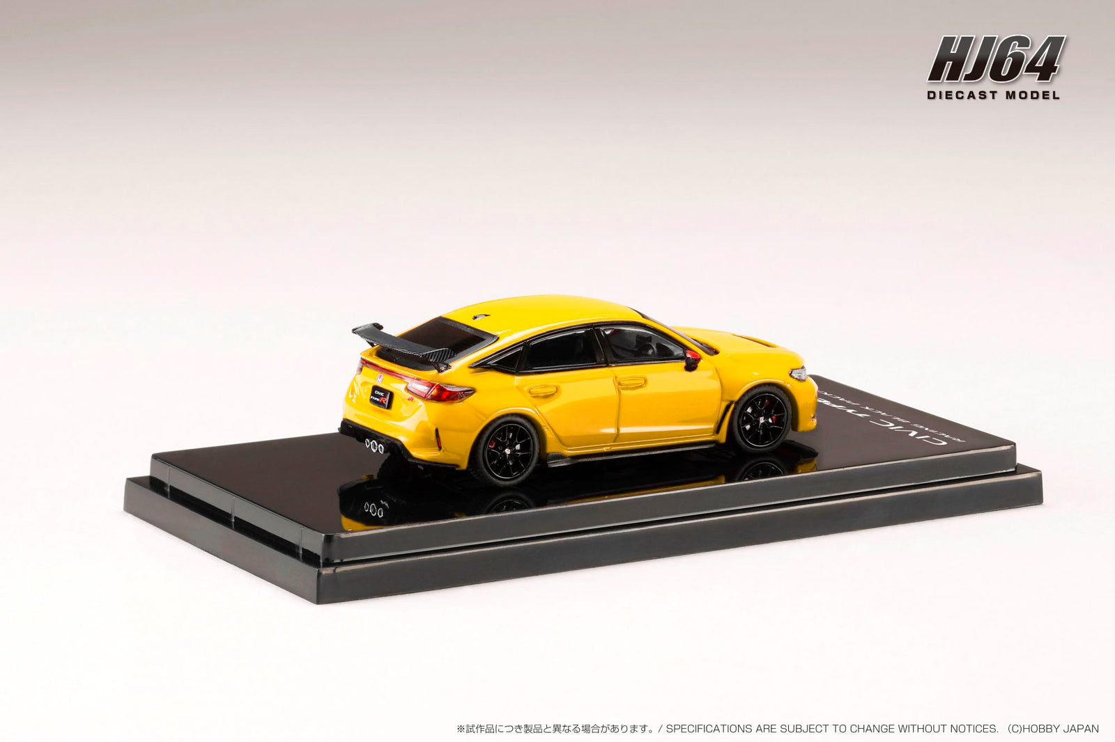 Hobby JAPAN 1/64 1/64 Honda CIVIC TYPE R (FL5) RACING BLACK Package Yellow Car