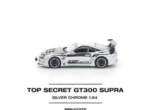 Load image into Gallery viewer, POPRACE 1/64 TOP SECRET GT300 SUPRA - SILVER CHROME Model Car
