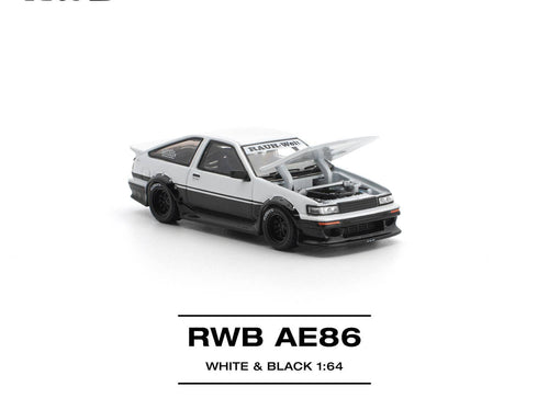 Load image into Gallery viewer, (Pre-order) POP RACE 1/64 RWB AE86 WHITE BLACK Diecast Model Car #PR640496
