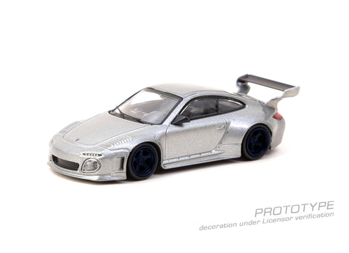Load image into Gallery viewer, Tarmac Works 1/64 Old &amp; New 997 Gray Metallic Diecast model car
