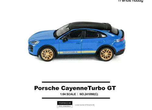 Load image into Gallery viewer, Trends Hobby 1:64 Porsche Cayenne Turbo GT Diecast - Blue 241090(C)
