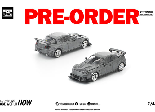 Load image into Gallery viewer, (Pre-order) POPRACE 1/64 MAZDA RX-8 RE-AMEMIYA GUN METAL Diecast Model Car
