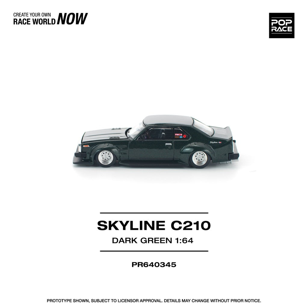 (Pre-order) POPRACE 1/64 SKYLINE C210 DARK GREEN NEW TOOLING Diecast Model Car