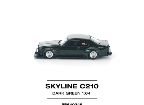Load image into Gallery viewer, (Pre-order) POPRACE 1/64 SKYLINE C210 DARK GREEN NEW TOOLING Diecast Model Car
