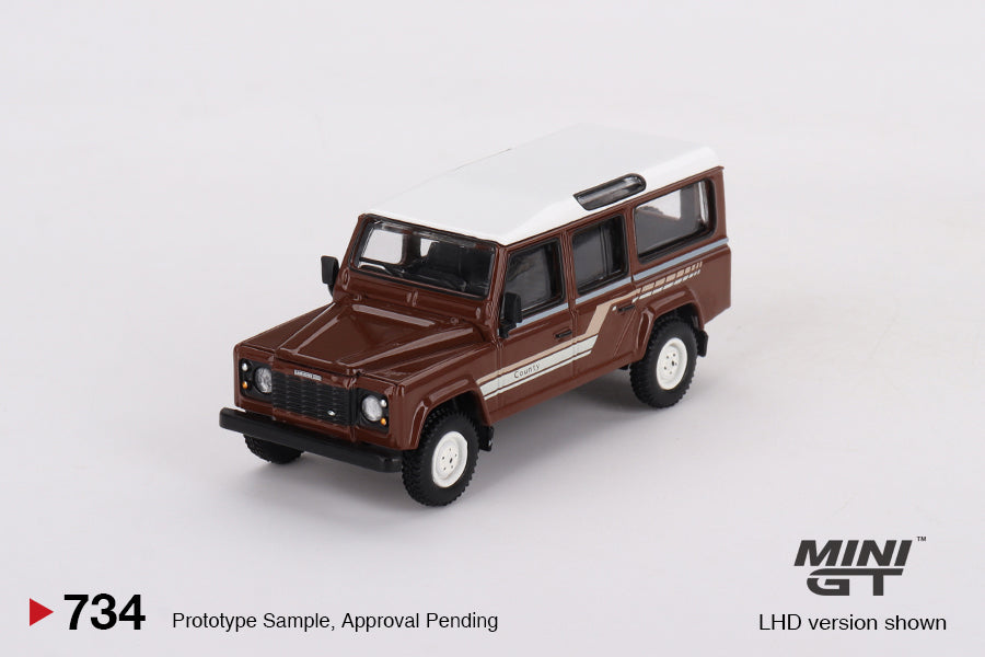 Mini GT #734 Land Rover Defender 110 1985 County Station Wagon RHD