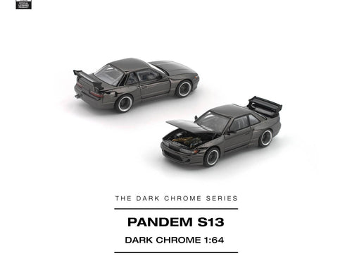 Load image into Gallery viewer, (Pre-order) POP RACE 1/64 PANDEM S13 DARK CHROME Diecast Model Car #PRDC-010
