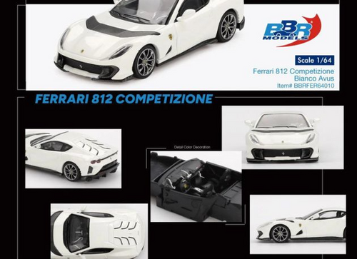 Load image into Gallery viewer, BBR 1/64  Ferrari 812 Competizione Bianco Avus Diecast Model Car
