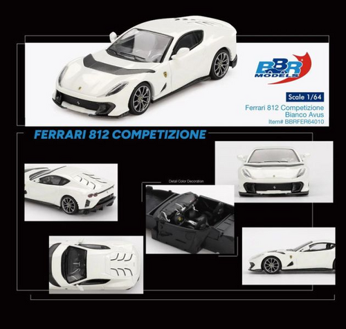 Load image into Gallery viewer, BBR 1/64  Ferrari 812 Competizione Bianco Avus Diecast Model Car
