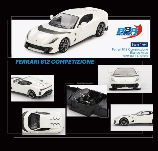 BBR 1/64  Ferrari 812 Competizione Bianco Avus Diecast Model Car