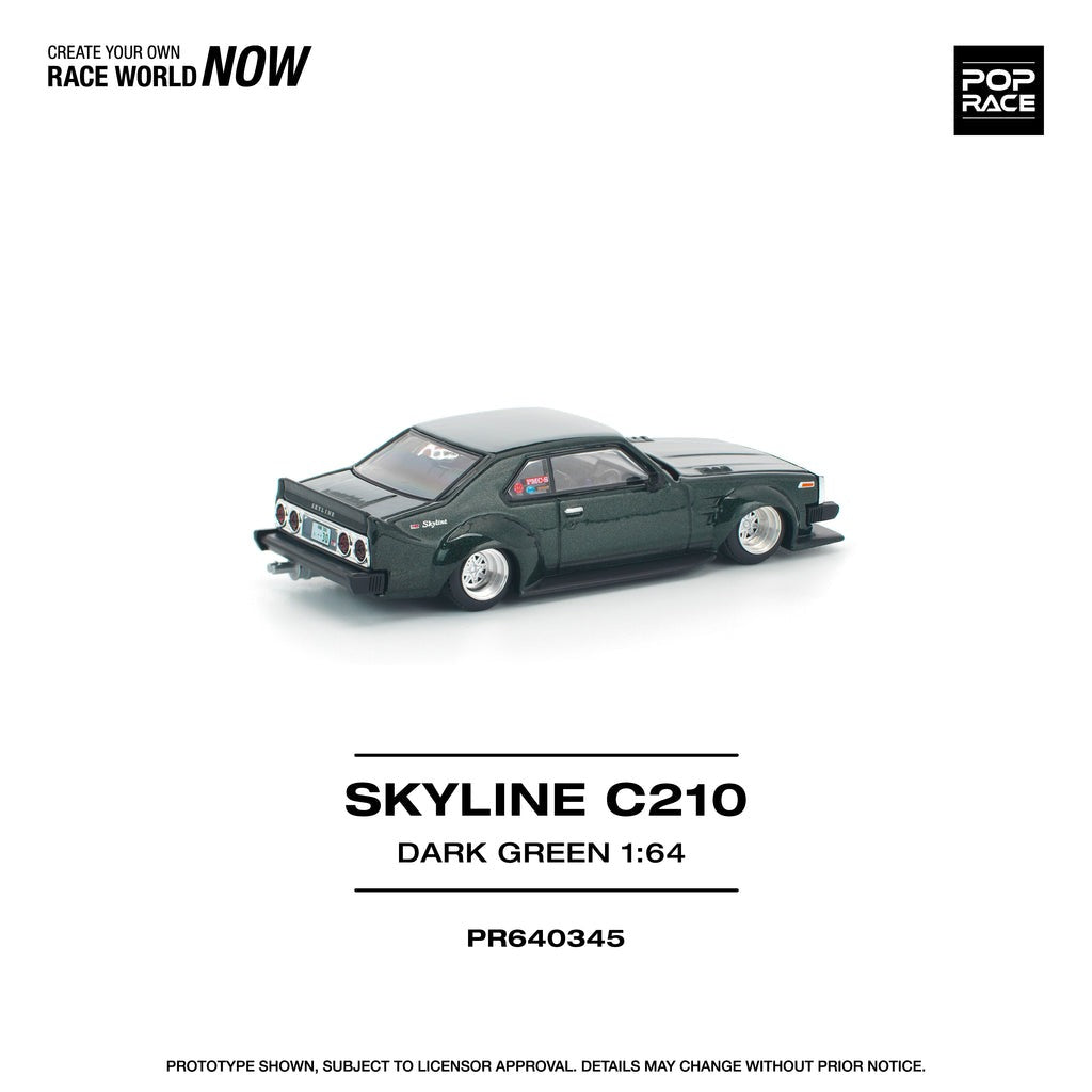 (Pre-order) POPRACE 1/64 SKYLINE C210 DARK GREEN NEW TOOLING Diecast Model Car
