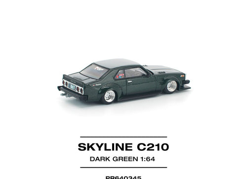 Load image into Gallery viewer, (Pre-order) POPRACE 1/64 SKYLINE C210 DARK GREEN NEW TOOLING Diecast Model Car
