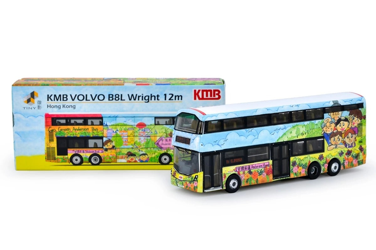 Tiny City Die-cast Model Car - KMB VOLVO B8L WRIGHT Go Green, Anderson (11X)