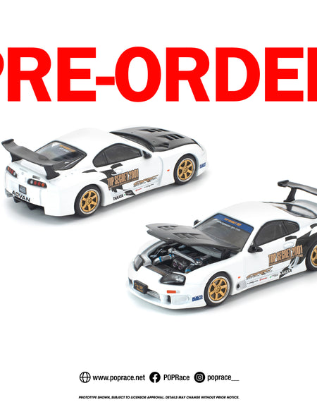 (Pre-order) POPRACE 1/64 TOP SECRET GT300 SUPRA WHITE Model Car #PR640364
