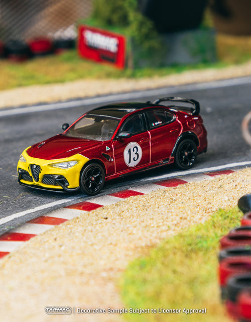 Load image into Gallery viewer, Tarmac Works 1/64 Alfa Romeo Giulia GTAm Red Yellow Diecast Model
