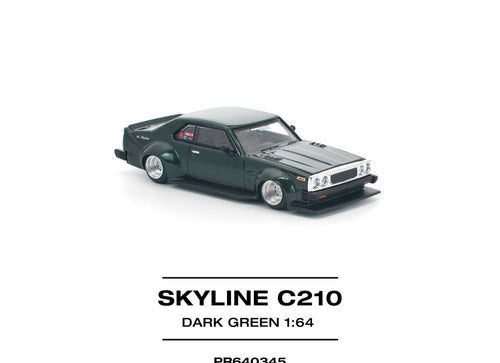 Load image into Gallery viewer, (Pre-order) POPRACE 1/64 SKYLINE C210 DARK GREEN NEW TOOLING Diecast Model Car
