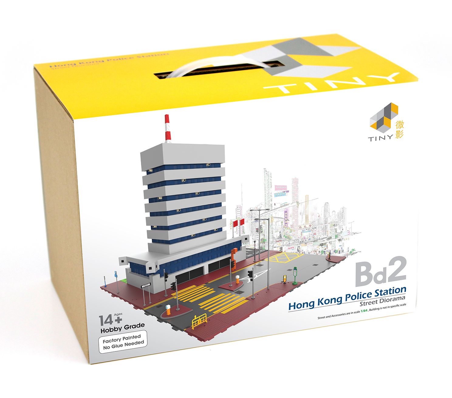 TINY Hong Kong City  1:64 Bd2 Police Station Building Set Street Diorama Model