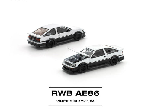 Load image into Gallery viewer, (Pre-order) POP RACE 1/64 RWB AE86 WHITE BLACK Diecast Model Car #PR640496
