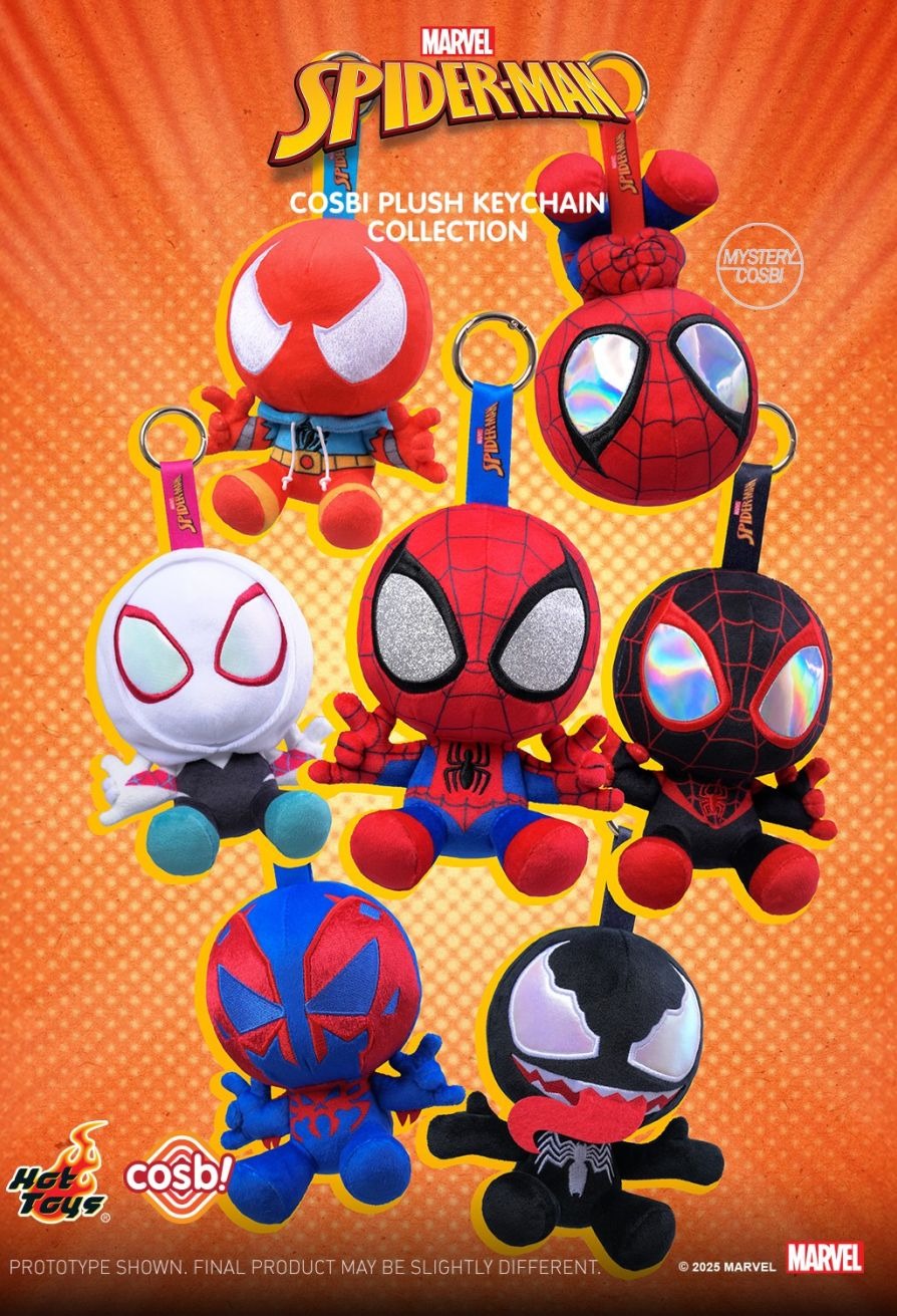 Hot Toys Spider-Man Marvel Comic Cosbi Plush Keychain Collection (Full set of 6)