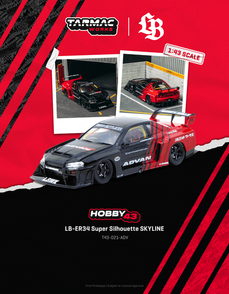 Tarmac Works 1/43 LB-ER34 Super Silhouette SKYLINE ADVAN Model Car