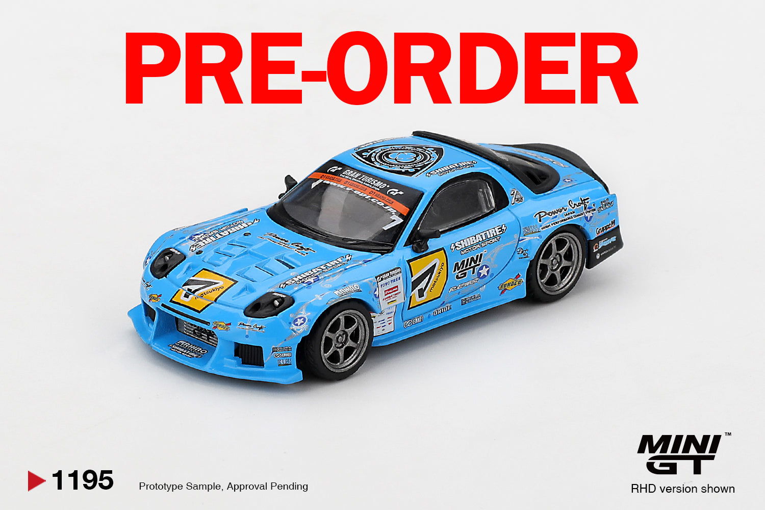 (Pre-order)MINI GT #1195 Mazda RX-7 RE-Amemiya 2025 D1GP Diecast Model Car