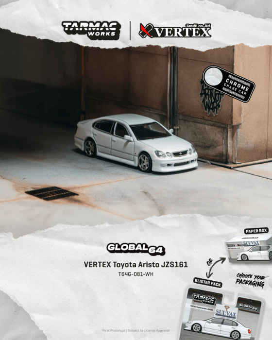 (Pre-order) Tarmac Works 1/64 VERTEX Toyota Aristo JZS161 White Diecast Car
