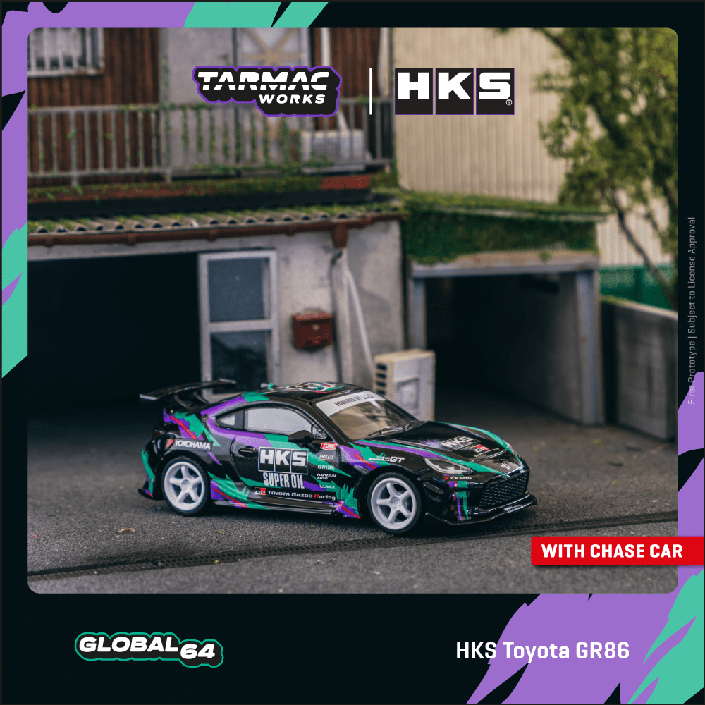 Tarmac Works 1/64 HKS Toyota GR86 Black Diecast Model Car