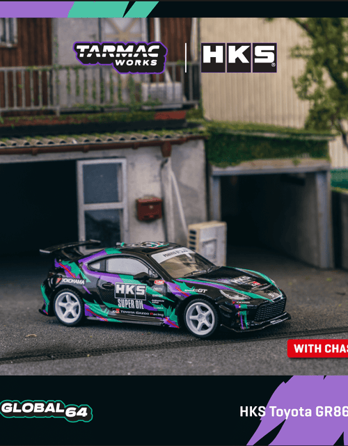 Load image into Gallery viewer, Tarmac Works 1/64 HKS Toyota GR86 Black Diecast Model Car
