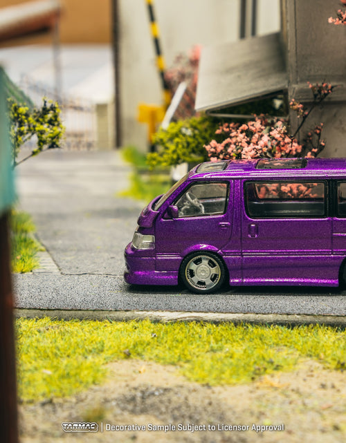 Load image into Gallery viewer, Tarmac Works Diecast Car 1/64 Toyota Hiace Wagon Custom Purple
