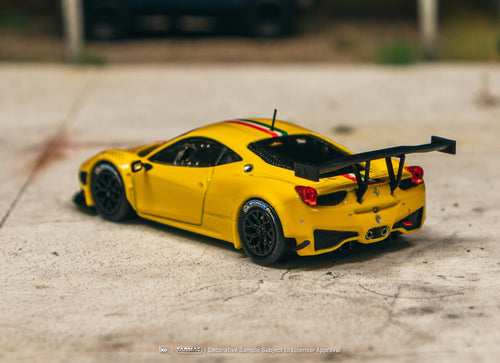 Load image into Gallery viewer, Tarmac Works 1/64 Ferrari 458 Italia GT3 Yellow Diecast Model Car
