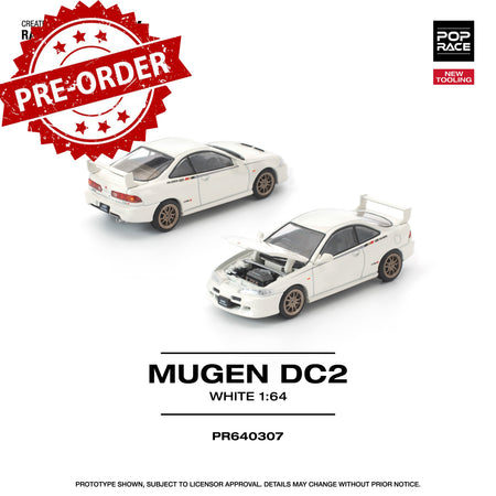 (Pre-order) POP RACE 1/64 MUGEN DC2 WHITE Diecast Model Car