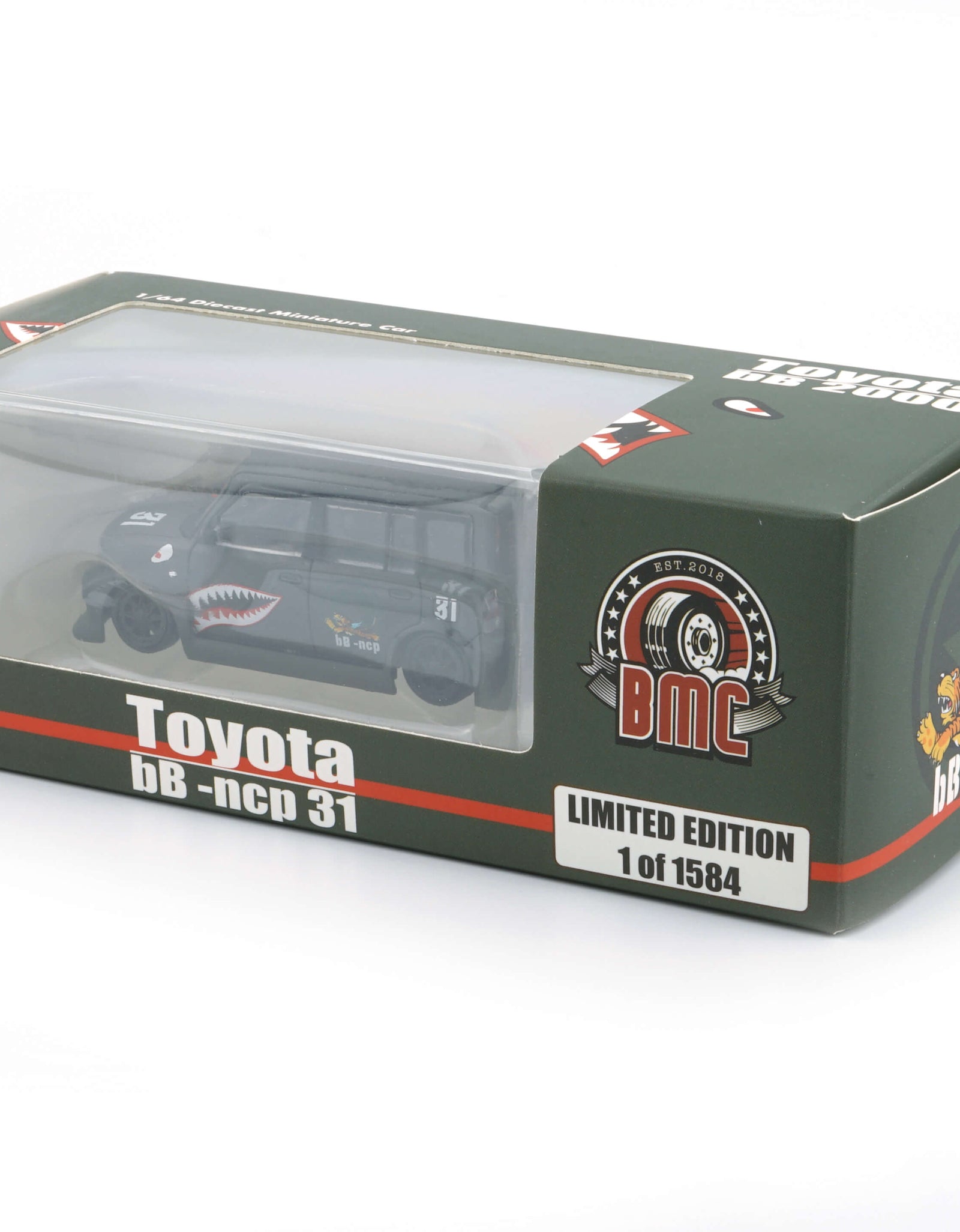 BMC 1/64 Toyota 2000 bB - Matte Green + P40 Tiger Pattern (RHD) LTD