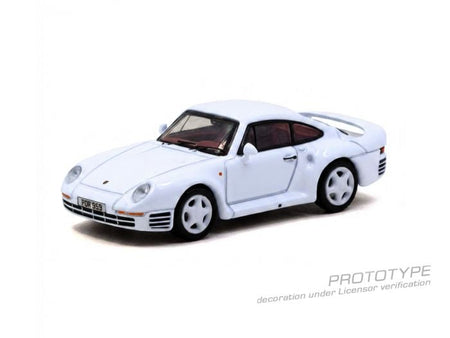 (Pre-order) Tarmac Works 1/64 Porsche 959 White Model Car + Trading Cards Set