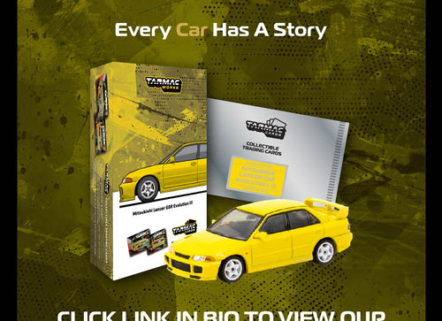 Load image into Gallery viewer, Tarmac Works 1/64 Mitsubishi Lancer GSR Evolution III Yellow Model
