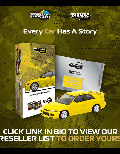 Load image into Gallery viewer, Tarmac Works 1/64 Mitsubishi Lancer GSR Evolution III Yellow Model
