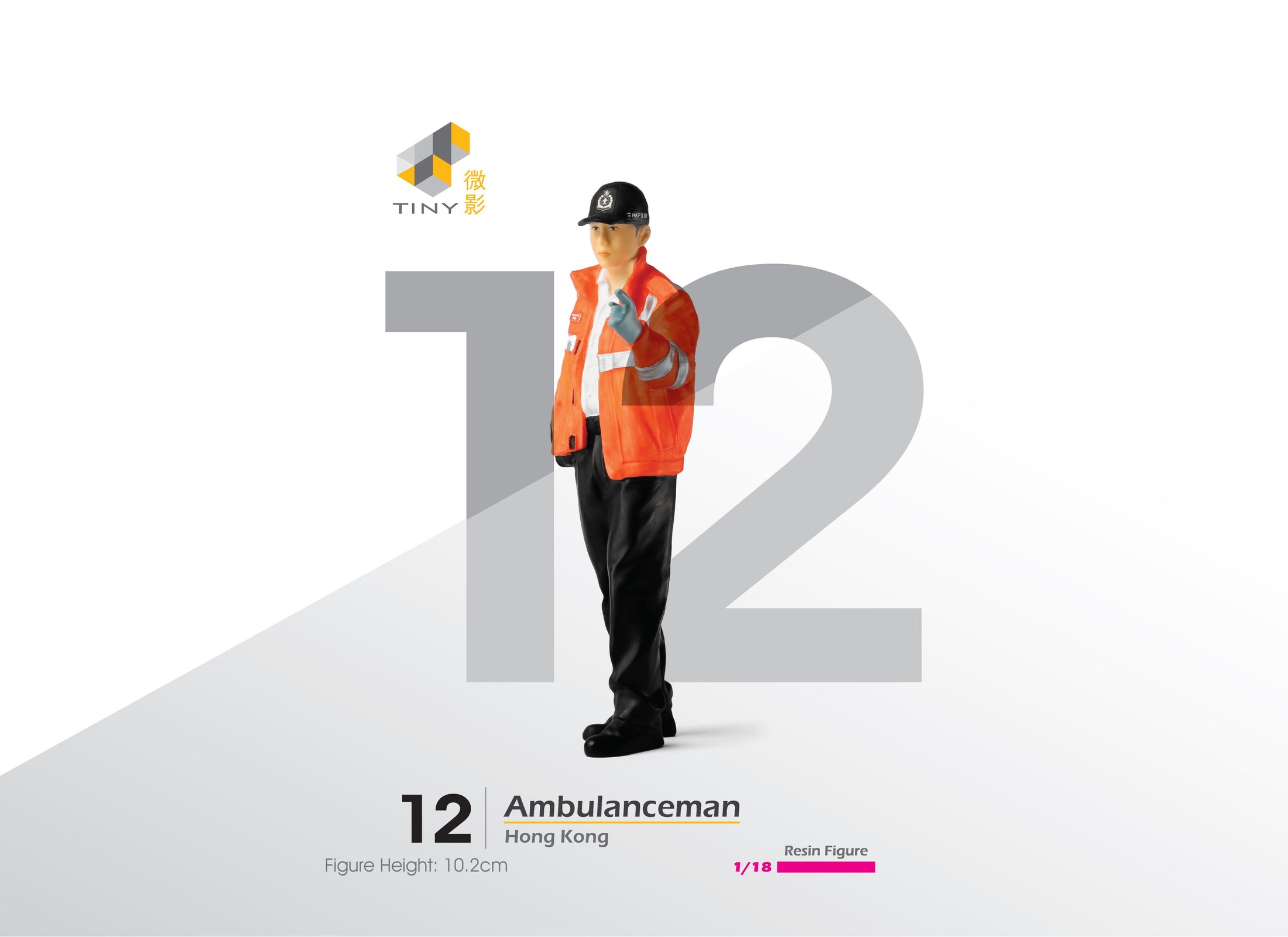 TINY City HK Scale 1/18 Figure #12 Ambulanceman tall Resin Mini Model Figure
